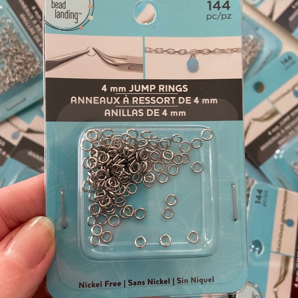 4 SETS: Bead Landing 4mm Jump Ring - Rhodium Silver Hoops Jewelry Making Supply - Picture 4 of 7